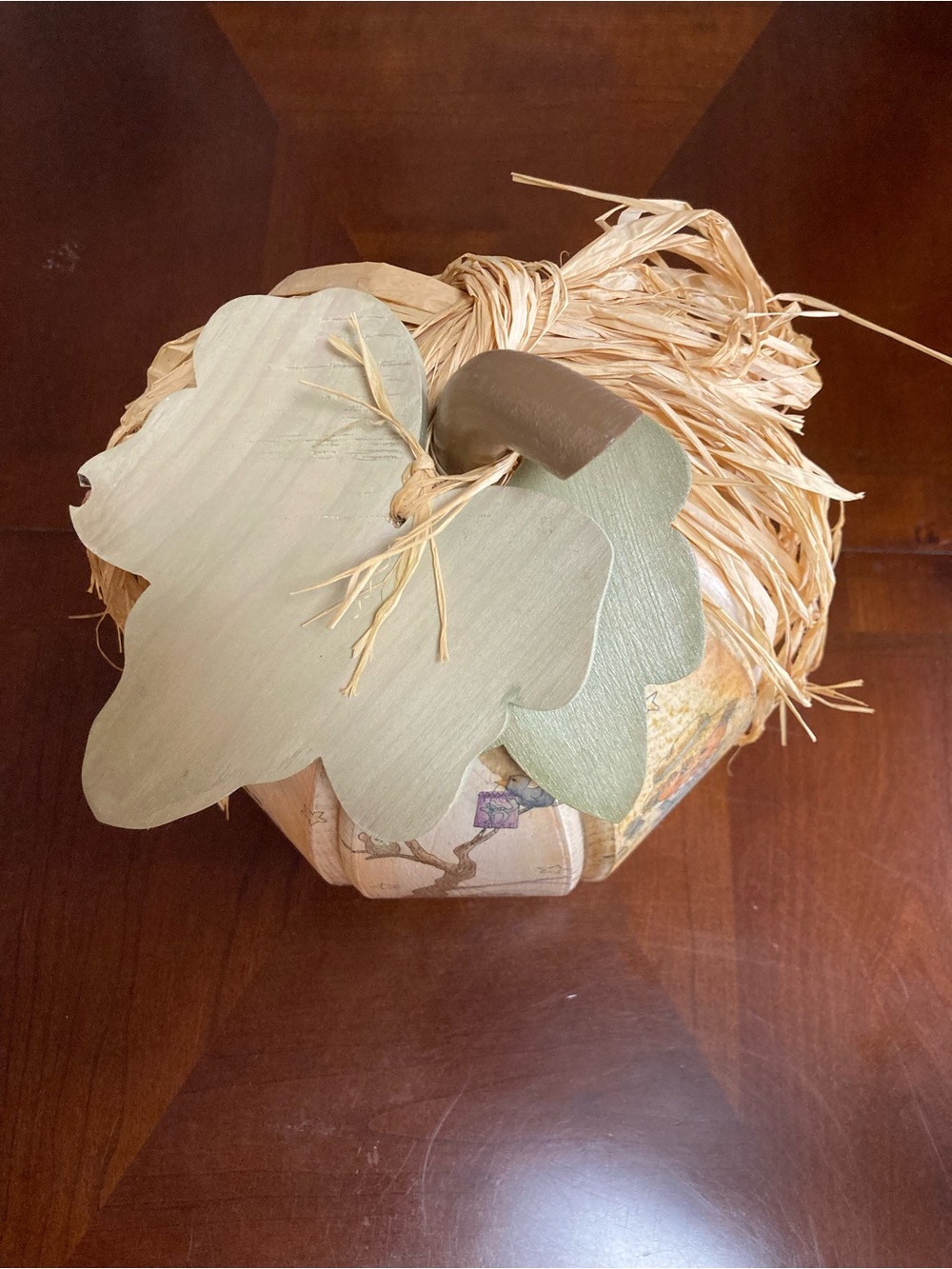 Vintage Hand Painted Wooden Fall Pumpkin Centerpiece With Ghost & Scarecrow Art - Picture 11 of 15